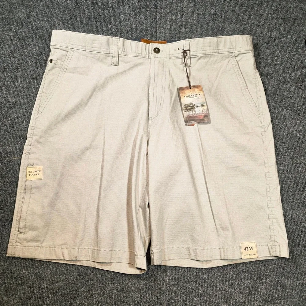 NWT Clearwater‎ Outfitters Mens 42W Ripstop Chino Shorts Khaki Gorpcore Fishing